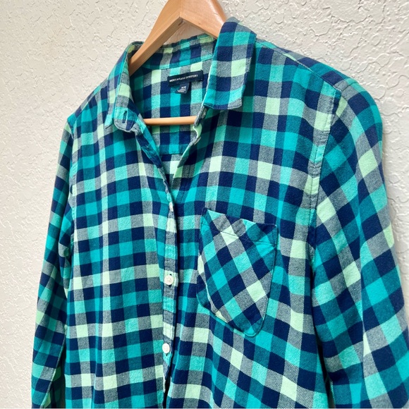 American Eagle‎ Outfitters Womens Flannel Shirt Plaid Long Sleeve Button Down - Picture 2 of 7